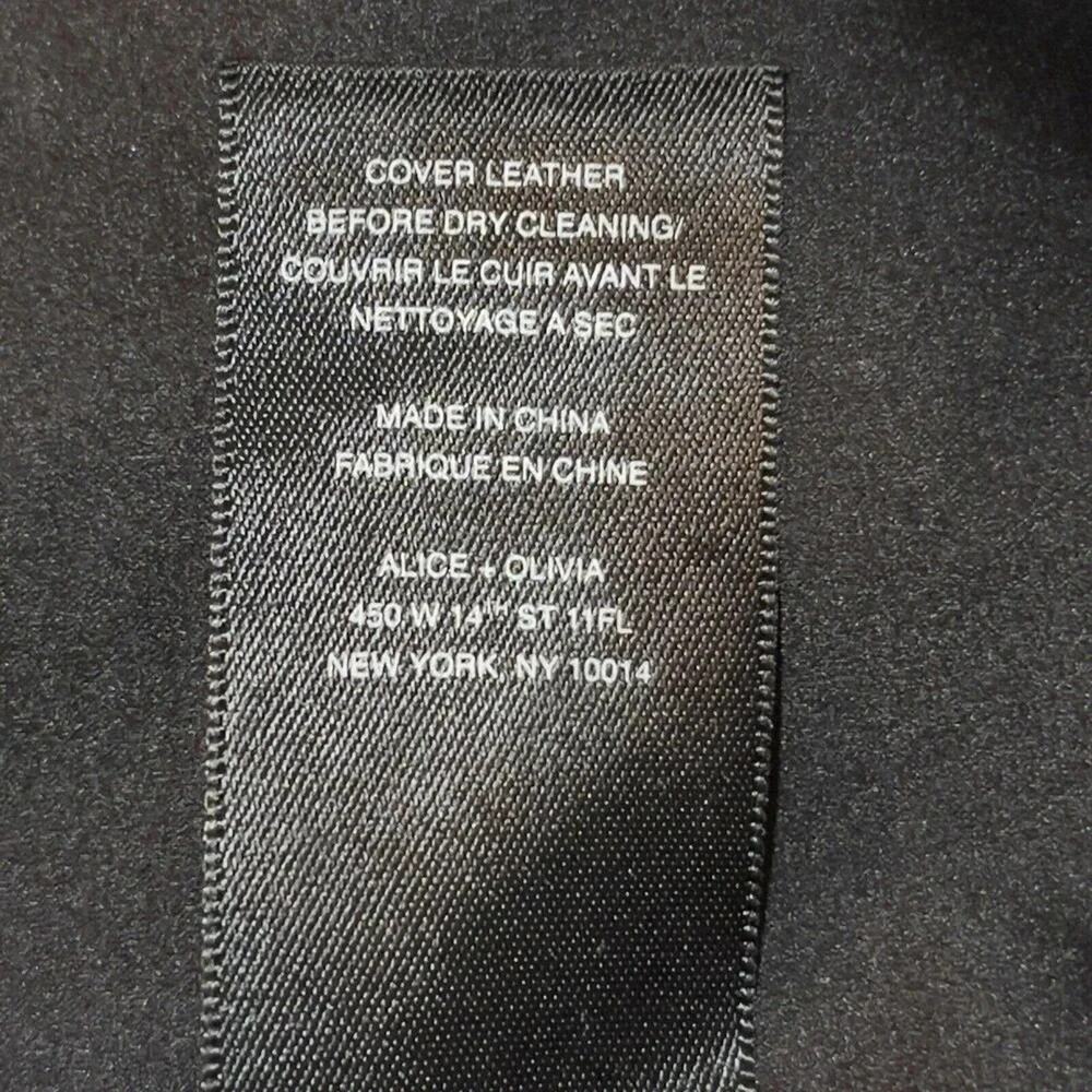 Alice Olivia Burma Drape Lapel Jacket Black White‎ Open Tweed Leather Shoulder 2 - Picture 9 of 12